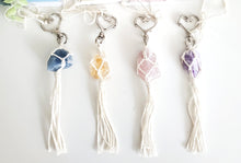 Load image into Gallery viewer, Macrame wrapped crystal keychain DIY craft kit.
