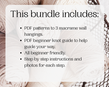 Load image into Gallery viewer, Macrame PDF pattern bundle - Wall hangings - Beginner friendly