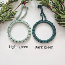 Load image into Gallery viewer, Macrame christmas ornaments. Handmade boho christmas ornaments. Xmas Mini wreaths. handmade Christmas ornaments bulk wholesale.