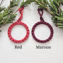 Load image into Gallery viewer, Macrame christmas ornaments. Handmade boho christmas ornaments. Xmas Mini wreaths. handmade Christmas ornaments bulk wholesale.