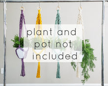 Load image into Gallery viewer, Macrame plant hangers. HANDMADE! custom 15 color choices. 100% cotton. boho style home decor. bohemian houseplant holder. plant lover gift