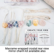 Load image into Gallery viewer, Macrame wrapped crystal keychain DIY craft kit. Handmade craft supply making kit. Craft kits for kids and adults. Crystal keychain tutorial.