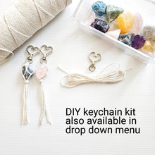 Load image into Gallery viewer, Macrame wrapped crystal rear view mirror charm DIY craft kit. Boho crystal charm making kit. Handmade car accessories.