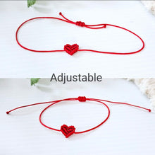 Load image into Gallery viewer, Macrame mini heart bracelets. Adustable for kids and adults. friendship bracelets. valentines day or birthday