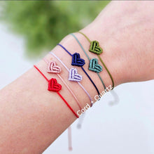 Load image into Gallery viewer, Macrame mini heart bracelets. Adustable for kids and adults. friendship bracelets. valentines day or birthday