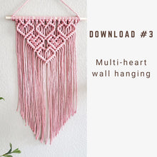 Load image into Gallery viewer, 3 in 1 macrame heart valentines wall hanging BUNDLE, step by step guide, macrame tutorial, valentines day heart craft, diy macrame
