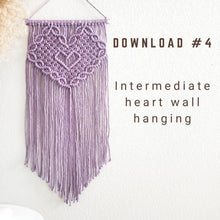 Load image into Gallery viewer, 3 in 1 macrame heart valentines wall hanging BUNDLE, step by step guide, macrame tutorial, valentines day heart craft, diy macrame