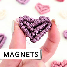 Load image into Gallery viewer, Macrame heart MAGNETS set of 4. Strong valentines day magnets. Packaged