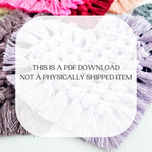 Load image into Gallery viewer, Beginner macrame heart coaster pdf pattern. macrame patterns. macrame tutorials, diy macrame. valentines diy home decor