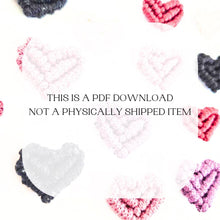 Load image into Gallery viewer, Macrame heart magnet pdf pattern. Beginner macrame patterns. macrame tutorials, diy macrame. valentines diy home decor.