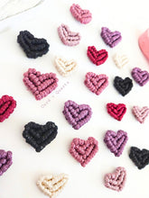 Load image into Gallery viewer, Macrame heart magnet pdf pattern. Beginner macrame patterns. macrame tutorials, diy macrame. valentines diy home decor.