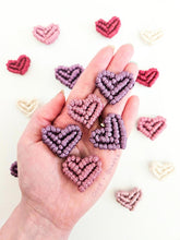Load image into Gallery viewer, Macrame heart MAGNETS set of 4. Strong valentines day magnets. Packaged