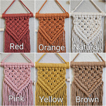 Load image into Gallery viewer, Clearance macrame wall hangings. Boho bedroom and living room home decor. customizable elegant and romantic wall decor and art.