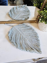 Load image into Gallery viewer, Clearance macrame leaf wall hanging or table decor. Boho bedroom and living room home decor. customizable elegant and romantic decor