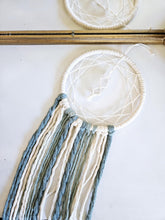 Load image into Gallery viewer, Clearance macrame dreamcatcher wall hanging with raw Quartz point crystal, Boho bedroom and living room home decor.