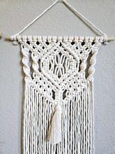 Load image into Gallery viewer, Clearance macrame wall hanging. Boho bedroom and living room home decor. Elegant and romantic home decor and art.