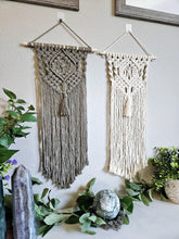 Load image into Gallery viewer, Clearance macrame wall hanging. Boho bedroom and living room home decor. Elegant and romantic home decor and art.