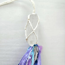 Load image into Gallery viewer, Macrame wrapped crystal charms. Noho metaphysical charms. Quartz point.