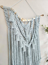 Load image into Gallery viewer, Clearance macrame wall hanging on a real branch. Boho bedroom and living room home decor art. 100% Handmade.