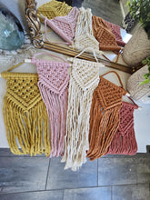 Load image into Gallery viewer, Clearance macrame wall hangings. Boho bedroom and living room home decor. customizable elegant and romantic wall decor and art.