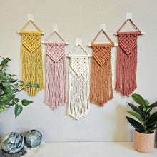 Load image into Gallery viewer, Clearance macrame wall hangings. Boho bedroom and living room home decor. customizable elegant and romantic wall decor and art.