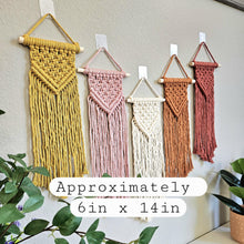 Load image into Gallery viewer, Clearance macrame wall hangings. Boho bedroom and living room home decor. customizable elegant and romantic wall decor and art.