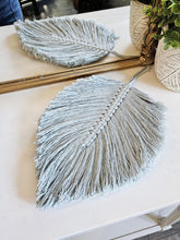 Load image into Gallery viewer, Clearance macrame leaf wall hanging or table decor. Boho bedroom and living room home decor. customizable elegant and romantic decor