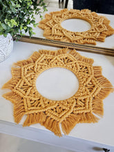 Load image into Gallery viewer, Clearance macrame mandala wall hangings. Boho bedroom and living room home decor. customizable elegant and romantic wall decor and art.