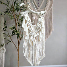 Load image into Gallery viewer, Macrame antler wall hanging. Handmade boho rustic antler wall art. rustic farmhouse home decor
