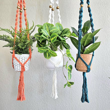 Load image into Gallery viewer, Macrame plant hangers. HANDMADE! Ready to ship. 100% cotton. boho style home decor. bohemian houseplant holder. plant lover gift