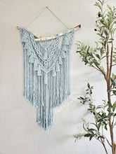 Load image into Gallery viewer, Clearance macrame wall hanging on a real branch. Boho bedroom and living room home decor art. 100% Handmade.