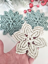 Load image into Gallery viewer, Macrame snowflake decor. Handmade winter holiday table decor or christmas ornaments.
