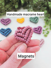 Load image into Gallery viewer, Macrame heart MAGNETS set of 4. Strong valentines day magnets. Packaged