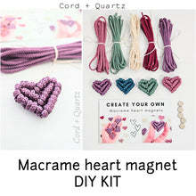 Load image into Gallery viewer, Macrame heart magnet DIY craft kit. Valentines day craft decor.