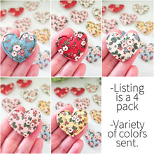 Load image into Gallery viewer, Handmade sewn heart MAGNETS. Set of 4. Strong valentines day magnets.