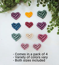 Load image into Gallery viewer, Macrame heart MAGNETS set of 4. Strong valentines day magnets. Packaged