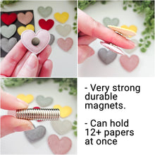 Load image into Gallery viewer, Handmade sewn heart MAGNETS. Set of 6. Strong valentines day magnets.