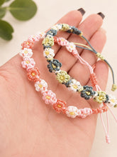 Load image into Gallery viewer, Handmade Macrame flower Bracelet: Adjustable Friendship Jewelry