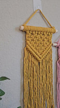 Load and play video in Gallery viewer, Clearance macrame wall hangings. Boho bedroom and living room home decor. customizable elegant and romantic wall decor and art.