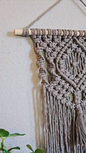 Load and play video in Gallery viewer, Clearance macrame wall hanging. Boho bedroom and living room home decor. Elegant and romantic home decor and art.