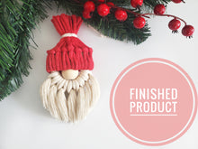 Load image into Gallery viewer, Macrame gnome christmas ornament PDF pattern.