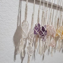 Load and play video in Gallery viewer, Crystal rear view mirror charm. Car accessories, macrame mirror hangers, metaphysical gifts and crystal accessories. Stocking stuffers
