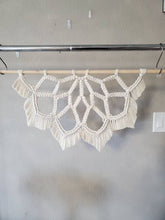 Load image into Gallery viewer, Macrame lotus flower mandala wall hanging for living room, bedroom, or nursery. Half mandala macrame. Boho home decor, summer decor