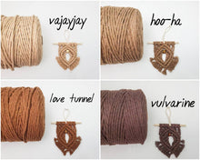Load image into Gallery viewer, Macrame vagina Christmas ornaments. Gag gifts. Feminist, girl power, vulva decor. Midwife gifts. Funny vulgar Christmas ornaments