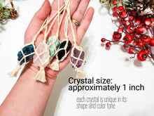 Load image into Gallery viewer, Crystal Christmas ornaments. Metaphysical healing stones hangers. Boho Christmas ornaments. Ethically sourced crystal charms. Raw stones.