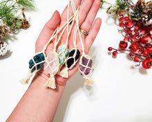 Load image into Gallery viewer, Crystal Christmas ornaments. Metaphysical healing stones hangers. Boho Christmas ornaments. Ethically sourced crystal charms. Raw stones.