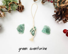 Load image into Gallery viewer, Crystal Christmas ornaments. Metaphysical healing stones hangers. Boho Christmas ornaments. Ethically sourced crystal charms. Raw stones.