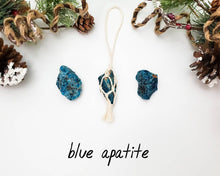 Load image into Gallery viewer, Crystal Christmas ornaments. Metaphysical healing stones hangers. Boho Christmas ornaments. Ethically sourced crystal charms. Raw stones.