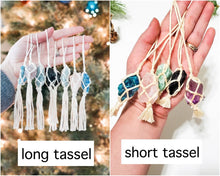 Load image into Gallery viewer, Crystal Christmas ornaments. Metaphysical healing stones hangers. Boho Christmas ornaments. Ethically sourced crystal charms. Raw stones.