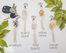 Load image into Gallery viewer, Raw crystal macrame wrapped keychains